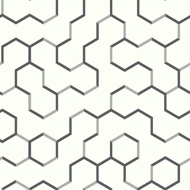 media image for sample open geometric peel stick wallpaper in black by roommates for york wallcoverings 1 249