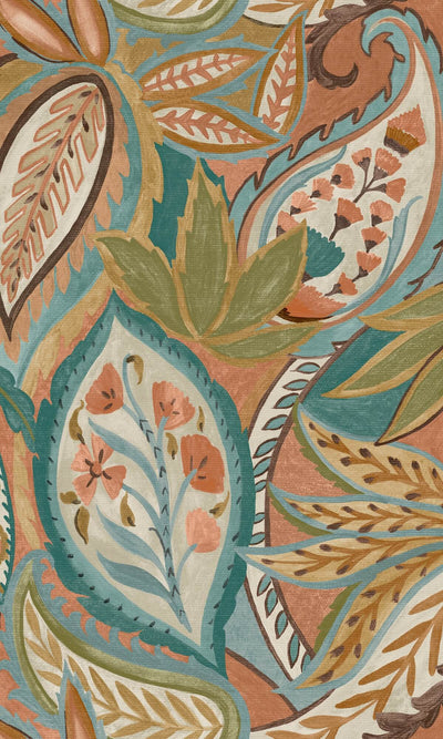 product image for Paisley All Over Tropical Wallpaper in Orange 5