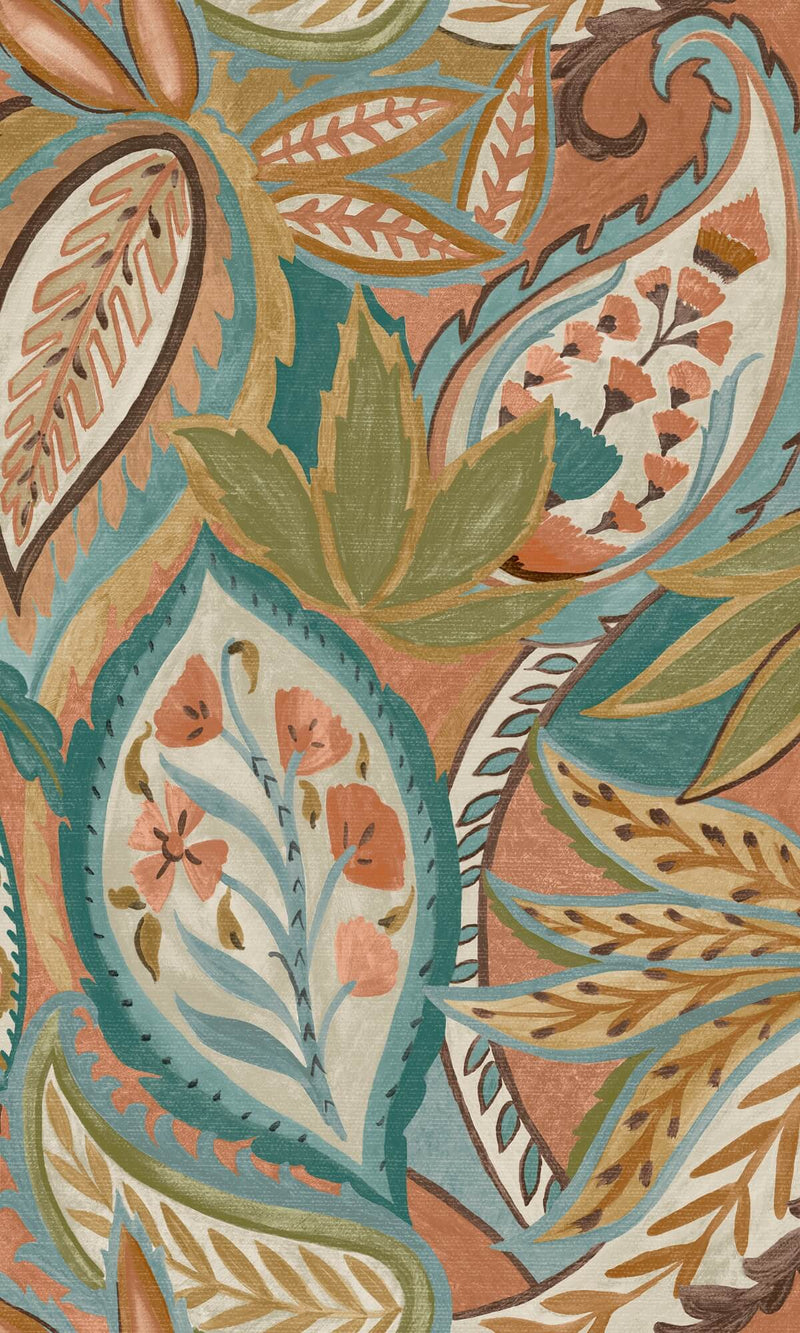 media image for Paisley All Over Tropical Wallpaper in Orange 297