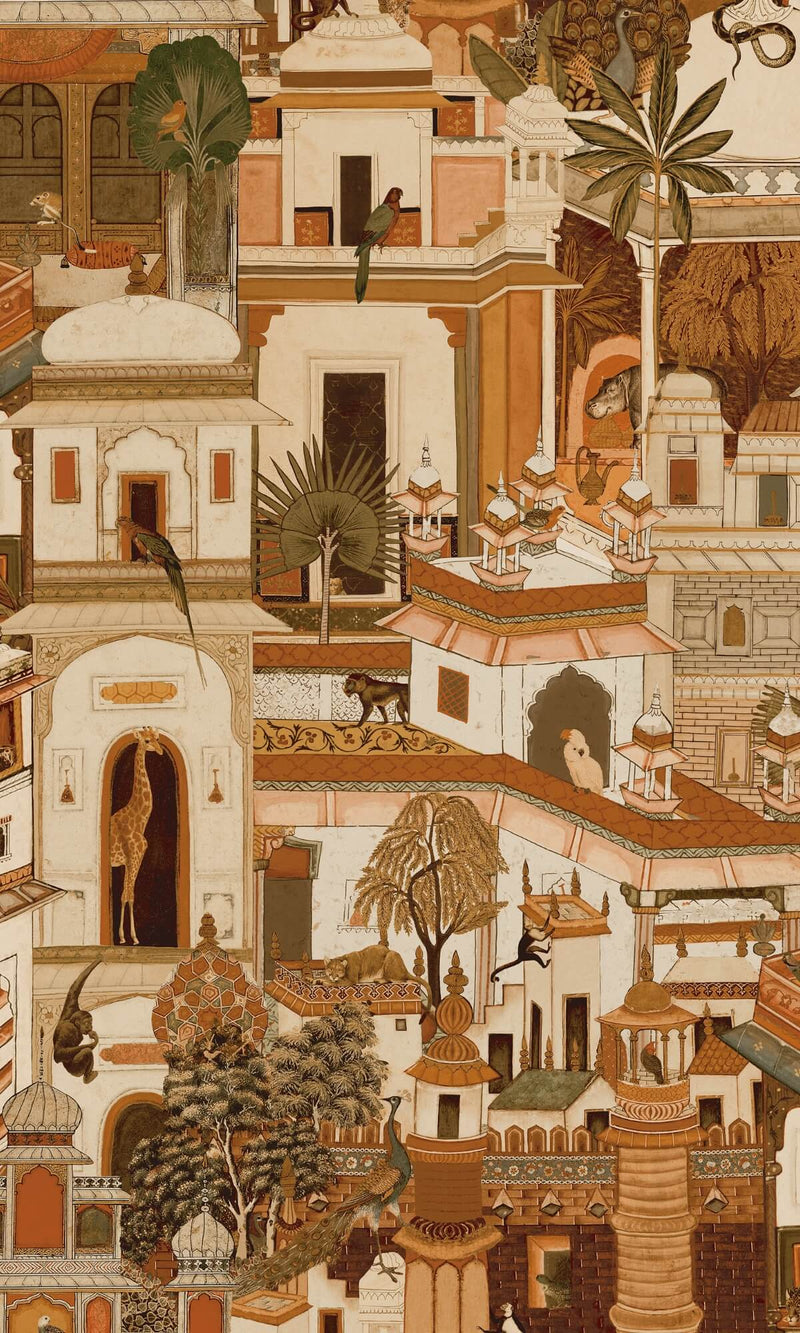 media image for Moroccan-Inspired Architectural Design Wallpaper in Orange 273