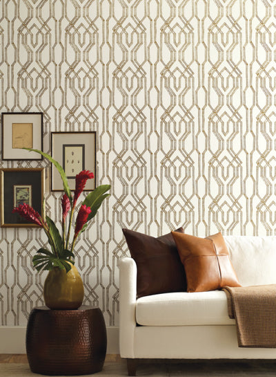 product image for Oriental Lattice Wallpaper in White and Gold from the Tea Garden Collection by Ronald Redding for York Wa 22