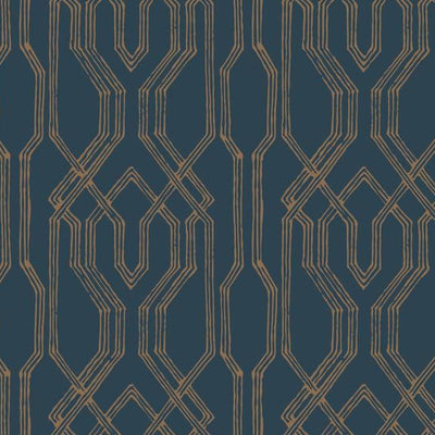 product image for Oriental Lattice Wallpaper in Blue and Gold from the Tea Garden Collection by Ronald Redding for York Wallcoverings 59