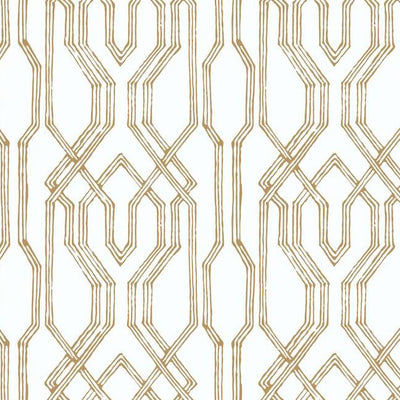 product image of sample oriental lattice wallpaper in white and gold from the tea garden collection by ronald redding for york wallcoverings 1 595