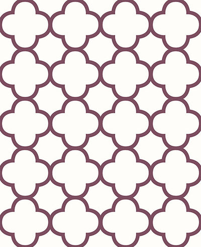 product image of sample origin burgundy quatrefoil wallpaper from the symetrie collection by brewster home fashions 1 557