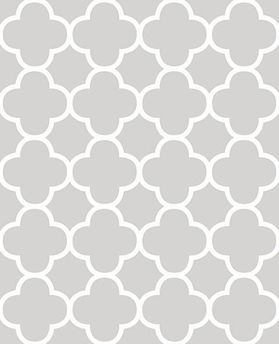 product image of Origin Grey Quatrefoil Wallpaper from the Symetrie Collection by Brewster Home Fashions 510