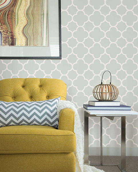 media image for Origin Mint Quatrefoil Wallpaper from the Symetrie Collection by Brewster Home Fashions 255