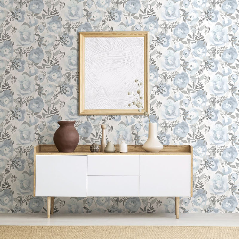 media image for Orla Floral Wallpaper in Blue from the Bluebell Collection by Brewster Home Fashions 249