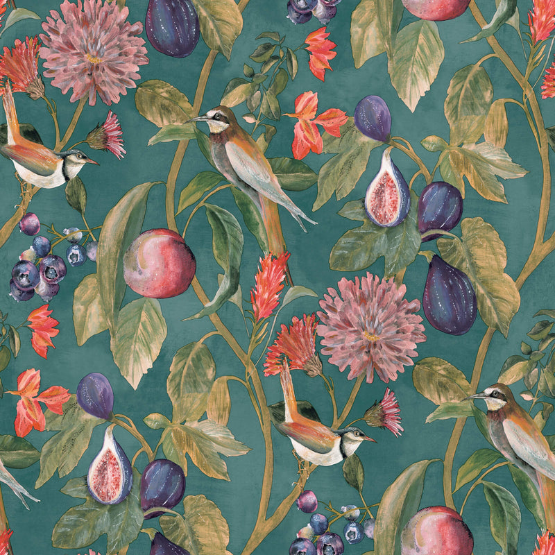 media image for sample ornate nature wallpaper in teal by walls republic 1 238
