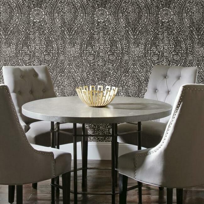 media image for Ornate Ogee Peel & Stick Wallpaper in Black by RoomMates for York Wallcoverings 234