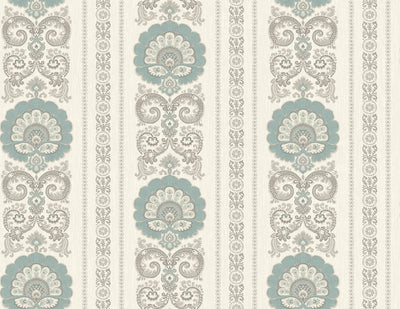 product image for Ornate Fanned Damask Stripe Wallpaper in Light Aqua from the Caspia Collection by Wallquest 73
