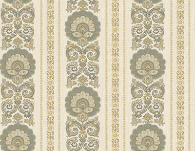 product image of sample ornate fanned damask stripe wallpaper in silver and gold from the caspia collection by wallquest 1 513