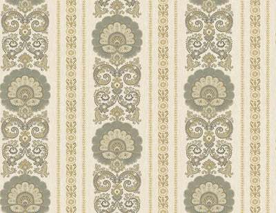 product image of sample ornate fanned damask stripe wallpaper in silver and gold from the caspia collection by wallquest 1 513