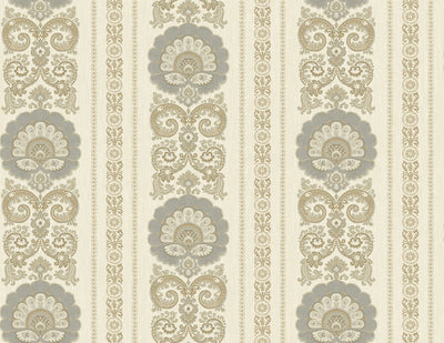 product image for Ornate Fanned Damask Stripe Wallpaper in Warm Silver from the Caspia Collection by Wallquest 67