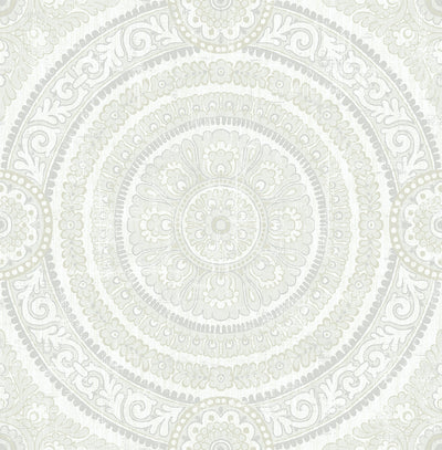 product image for Ornate Round Tile Wallpaper in White from the Caspia Collection by Wallquest 88