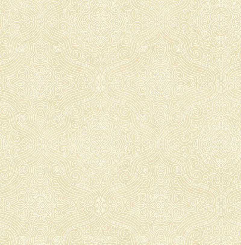 media image for Ornate Tilework Wallpaper in Gold from the Caspia Collection by Wallquest 283