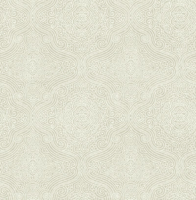 product image of sample ornate tilework wallpaper in silver from the caspia collection by wallquest 1 518