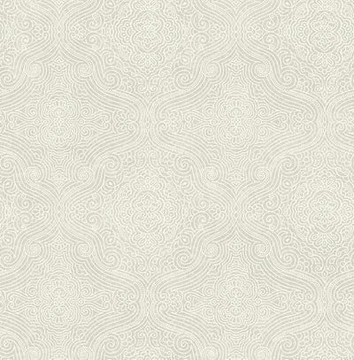 product image of Ornate Tilework Wallpaper in Warm Silver from the Caspia Collection by Wallquest 54