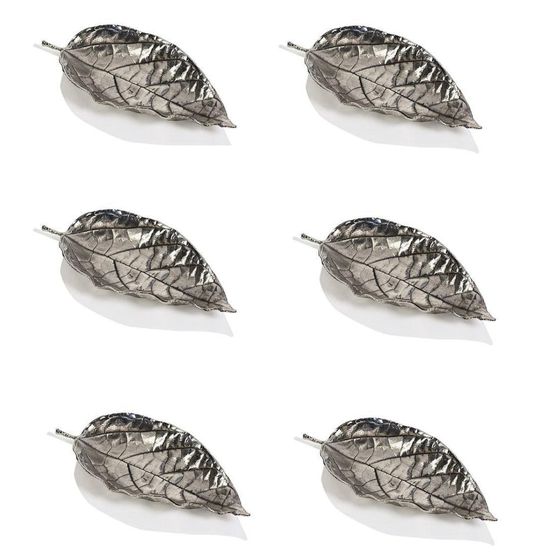 media image for Osage Orange Leaf Antique Pewter Tray, Set of 6 257