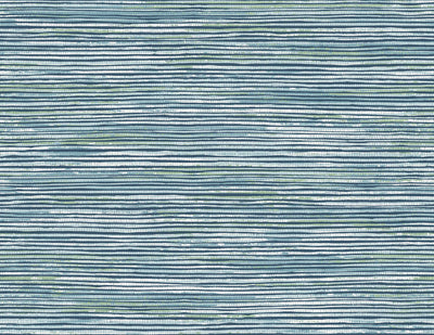 product image of Osprey Faux Grasscloth Wallpaper in Midnight Blue and Spearmint from the Luxe Retreat Collection by Seabrook Wallcoverings 581