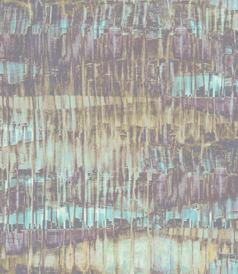 media image for Oxide Wallpaper in Purple, Green, and Gold from the Aerial Collection by Mayflower Wallpaper 290