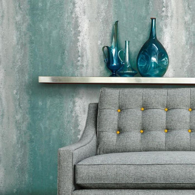 product image for Oxidized Metal Peel & Stick Wallpaper in Blue by RoomMates for York Wallcoverings 52