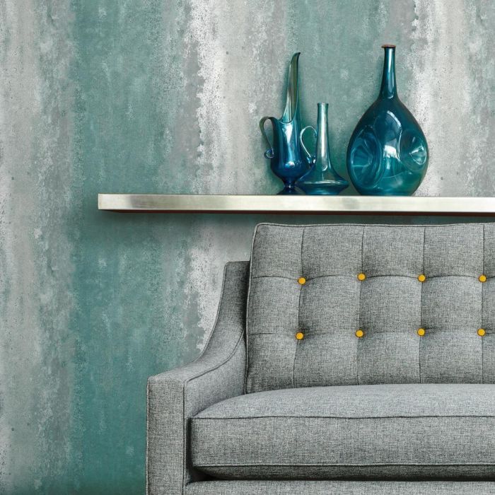 media image for Oxidized Metal Peel & Stick Wallpaper in Blue by RoomMates for York Wallcoverings 26