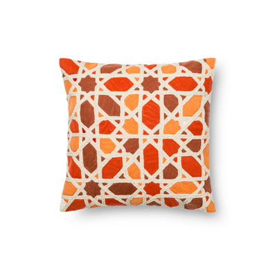 product image of Orange & Red Embroidered Pillow by Loloi 527