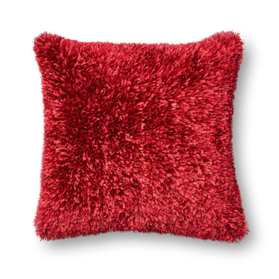 product image for Red Ribbon Shag Pillow by Loloi 57