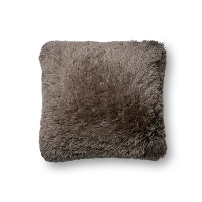 product image of Taupe Ribbon Shag Pillow by Loloi 544