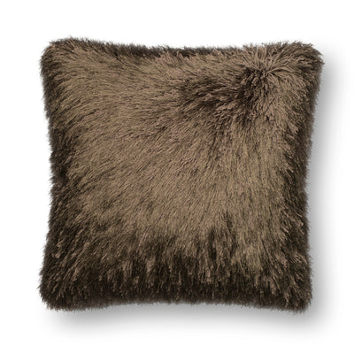 product image of Brown Ribbon Shag Pillow by Loloi 528