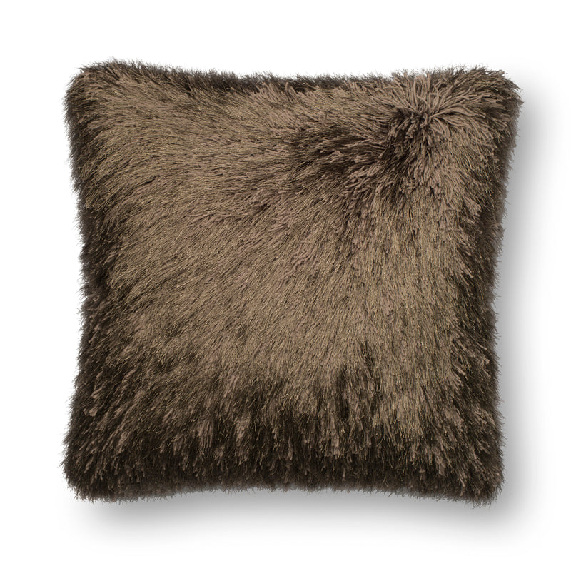 media image for Brown Ribbon Shag Pillow by Loloi 216