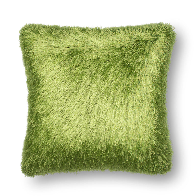 media image for Green Ribbon Shag Pillow by Loloi 245