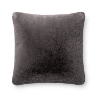 product image for Faux Fur Charcoal Pillow by Loloi 81