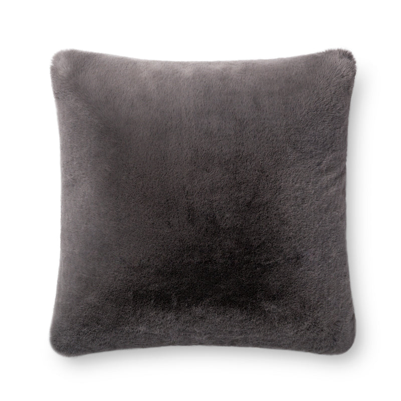 media image for Faux Fur Charcoal Pillow by Loloi 257