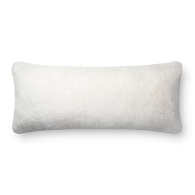 product image for White Faux Fur Pillow by Loloi 66