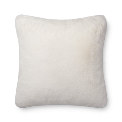 product image for White Faux Fur Pillow by Loloi 13