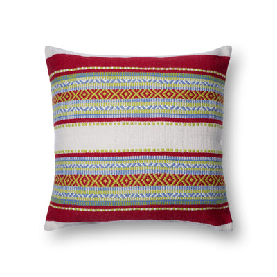 product image of Red & Multi Indoor/Outdoor Pillow by Loloi 542