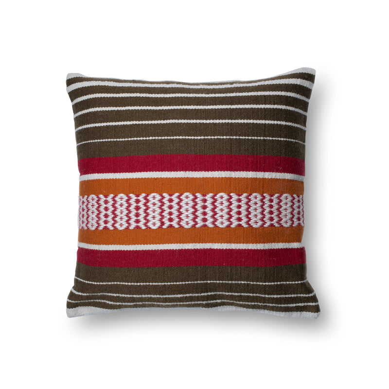 media image for Brown & Multi Indoor/Outdoor Pillow by Loloi 233