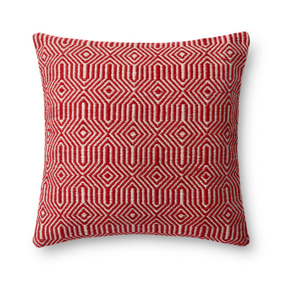 product image of Red & Ivory Indoor/Outdoor Pillow by Loloi 531