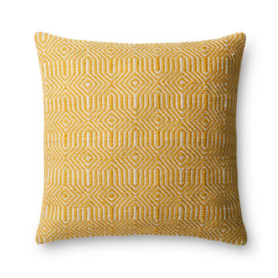 product image of Yellow & Ivory Indoor/Outdoor Pillow by Loloi 529