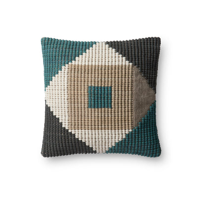 product image of Teal & Multi Indoor/Outdoor Pillow by Loloi 552