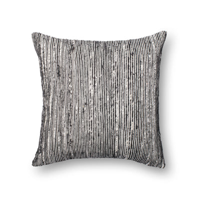 product image of Recycled Sari Silk Pillow in Black & White by Loloi 570
