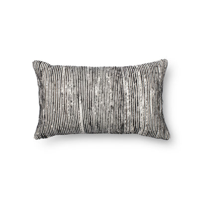 product image for Recycled Sari Silk Pillow in Black & White by Loloi 82
