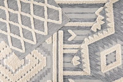 product image for sani indoor outdoor geometric gray cream rug design by jaipur 6 20