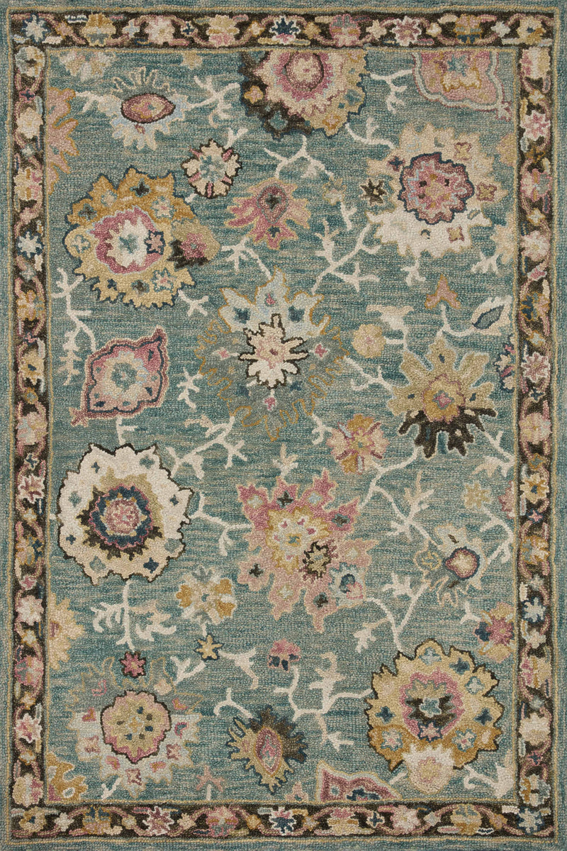 media image for Padma Transitional Hooked Teal/Multi Rug 234