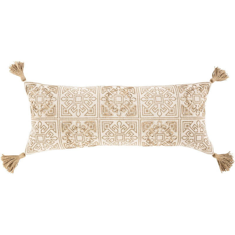 media image for Parisa PAI-002 Woven Lumbar Pillow in Cream & Camel by Surya 299