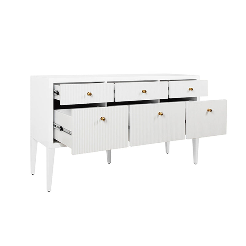 Shop Palmer Fluted Six Drawer Buffet With Brass Knobs | Burke Decor