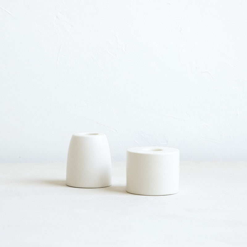 media image for petite ceramic taper holder in matte white 5 278