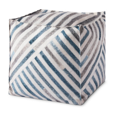 product image of Ivory & Blue Pouf by Loloi 511