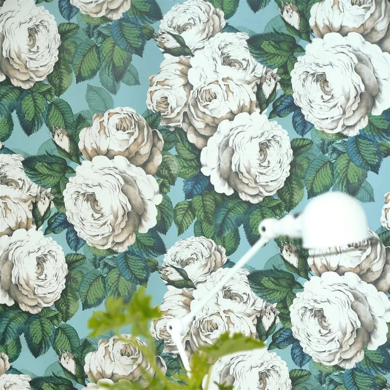 media image for The Rose Swedish Blue Wallpaper by John Derian for Designers Guild 251